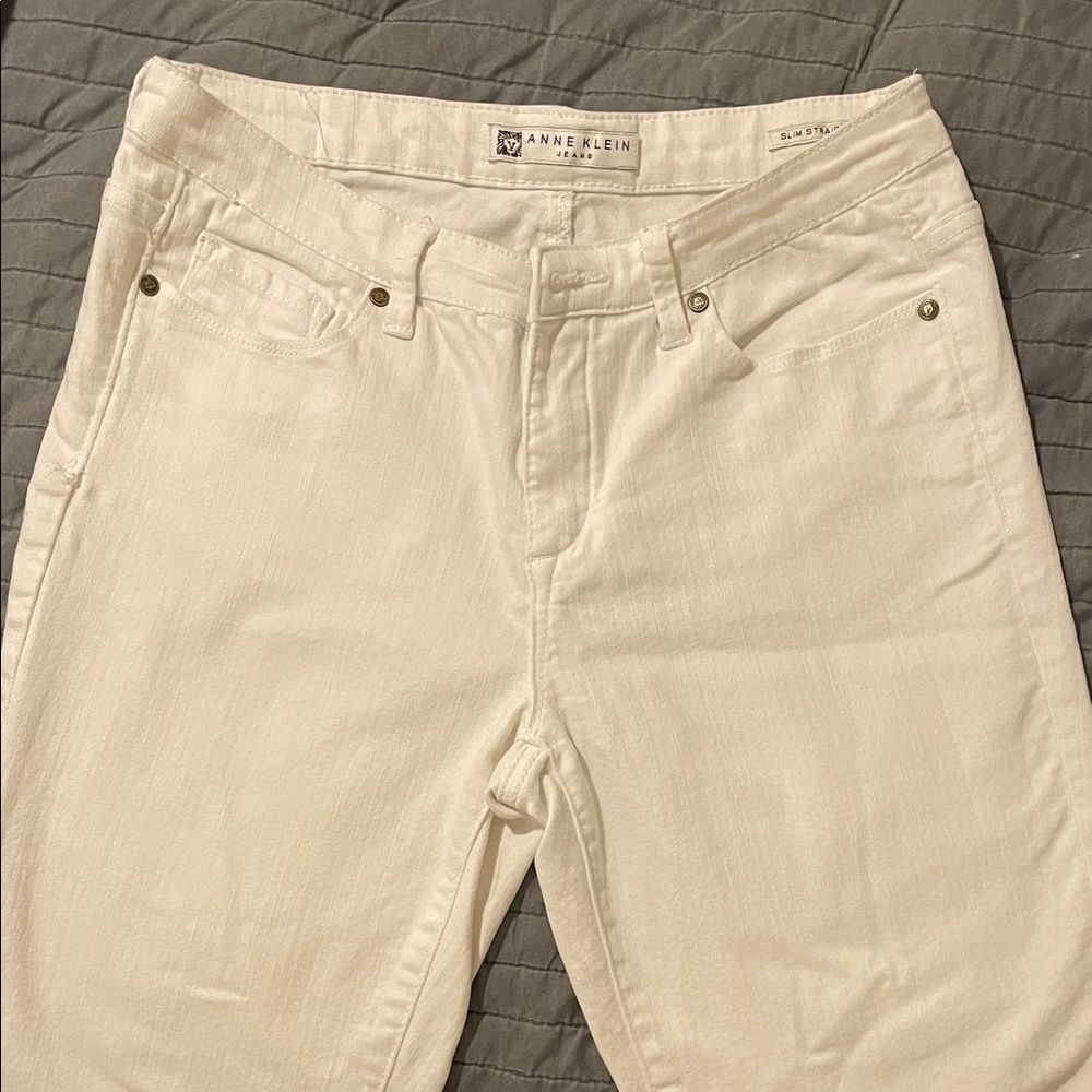 Anne Klein Women's White Straight Leg Jeans
